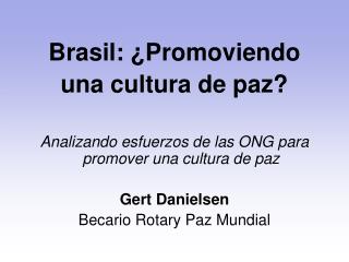 Brasil: ¿Promoviendo una cultura de paz?