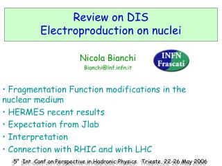 Review on DIS Electroproduction on nuclei