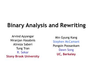 Binary Analysis and Rewriting