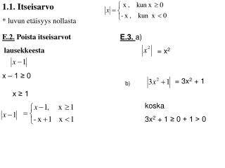 1.1. Itseisarvo * luvun etäisyys nollasta