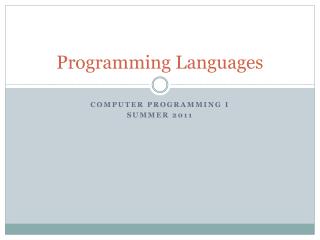 Programming Languages