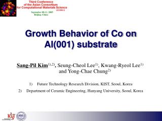 Growth Behavior of Co on Al(001) substrate