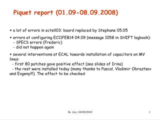 Piquet report (01.09-08.09.2008)