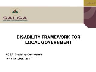 DISABILITY FRAMEWORK FOR LOCAL GOVERNMENT