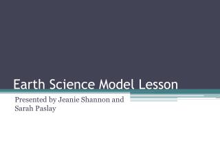 Earth Science Model Lesson