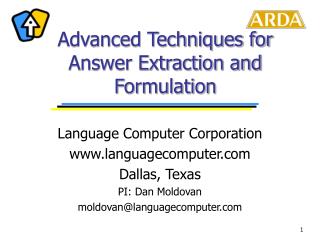 Advanced Techniques for Answer Extraction and Formulation