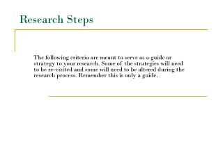 Research Steps