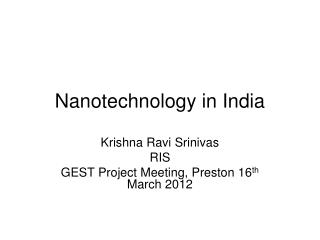 Nanotechnology in India