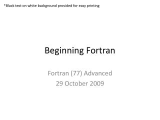 Beginning Fortran