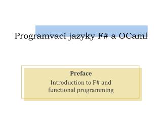 Programvací jazyky F # a OCaml