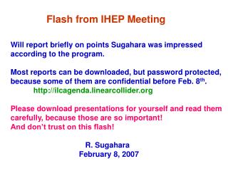 Flash from IHEP Meeting