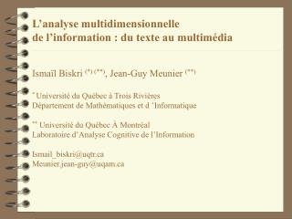 Analyse multidimensionnelle textuelle standard ( introduction)