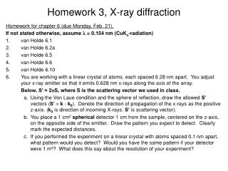 Homework 3, X-ray diffraction