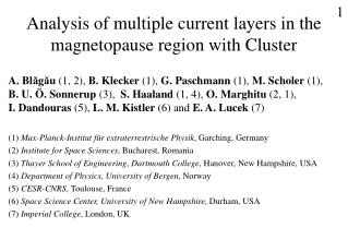 Analysis of multiple current layers in the magnetopause region with Cluster