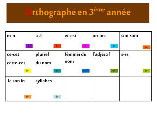 O rthographe en 3 ème année