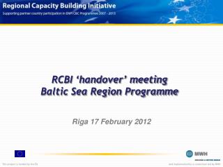 RCBI ‘handover’ meeting Baltic Sea Region Programme