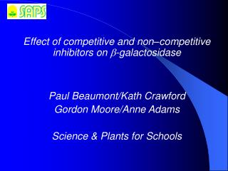 Effect of competitive and non – competitive inhibitors on  ‑ galactosidase