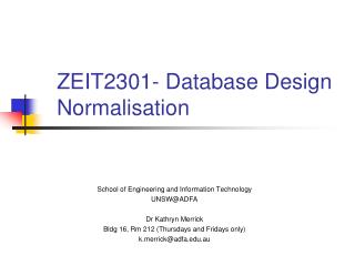 ZEIT2301- Database Design Normalisation