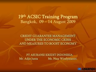 19 th ACSIC Training Program