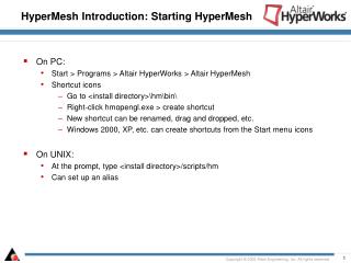 HyperMesh Introduction: Starting HyperMesh