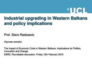 Industrial upgrading in Western Balkans and policy implications