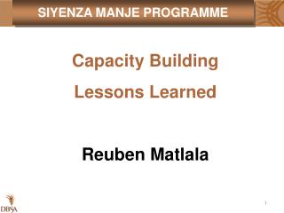 SIYENZA MANJE PROGRAMME