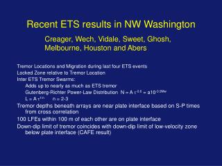 Recent ETS results in NW Washington
