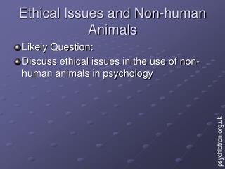 Ethical Issues and Non-human Animals