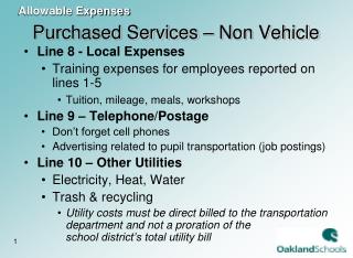 Purchased Services – Non Vehicle