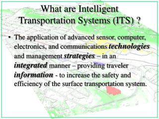 What are Intelligent Transportation Systems (ITS) ?