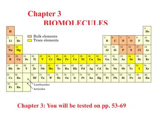 Chapter 3 	BIOMOLECULES