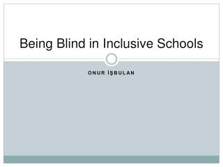 Being Blind in Inclusive Schools