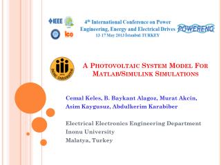 A Photovoltaic System Model For Matlab /Simulink Simulations