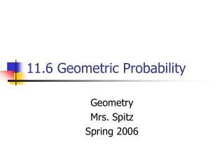 11.6 Geometric Probability