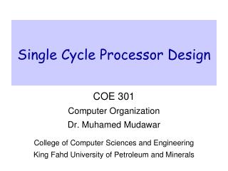 Single Cycle Processor Design