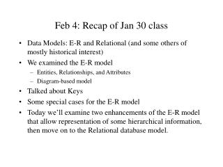 Feb 4: Recap of Jan 30 class