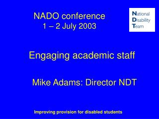 NADO conference 1 – 2 July 2003