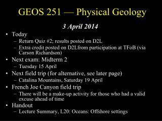 GEOS 251 — Physical Geology
