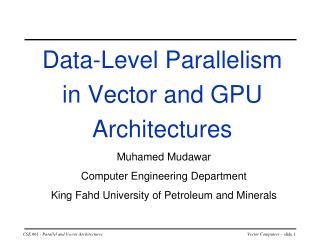 Data-Level Parallelism in Vector and GPU Architectures