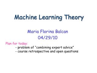 Machine Learning Theory