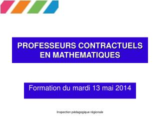 PROFESSEURS CONTRACTUELS EN MATHEMATIQUES