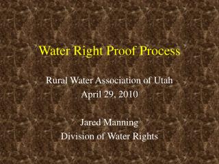 Water Right Proof Process