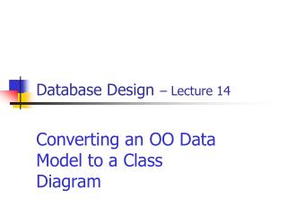 Database Design – Lecture 14