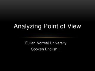 Analyzing Point of View