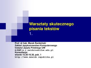 Warsztaty skutecznego pisania tekstów 1.