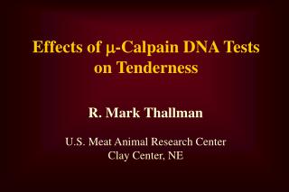 Effects of  -Calpain DNA Tests on Tenderness
