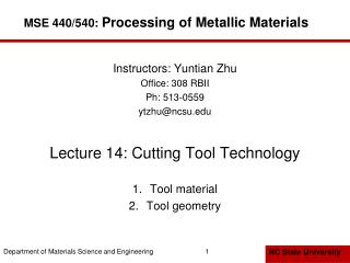 MSE 440/540: Processing of Metallic Materials