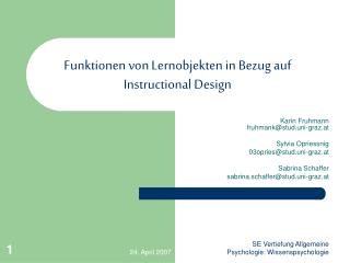 Funktionen von Lernobjekten in Bezug auf Instructional Design