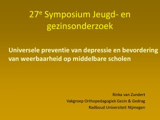 27 e Symposium Jeugd- en gezinsonderzoek