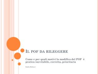 Il pof da rileggere